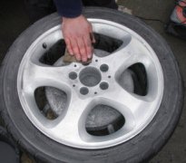 damaged alloy wheel photo of alloy wheel during repair